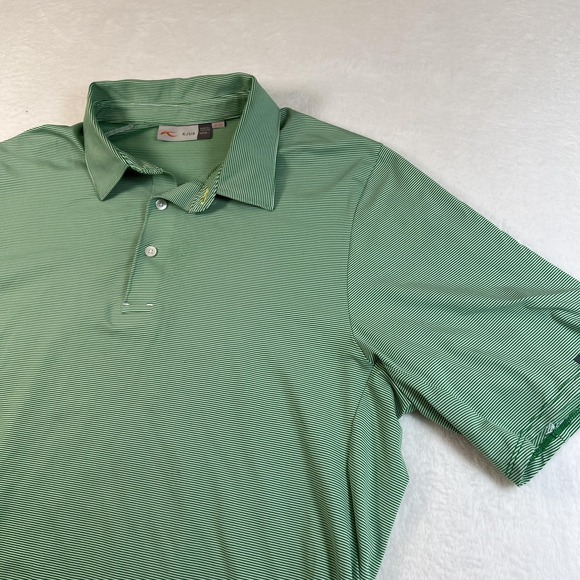 KJUS Other - KJUS Polo Shirt Mens XL Green White Stripe Golf UPF 50 Performance Jersey